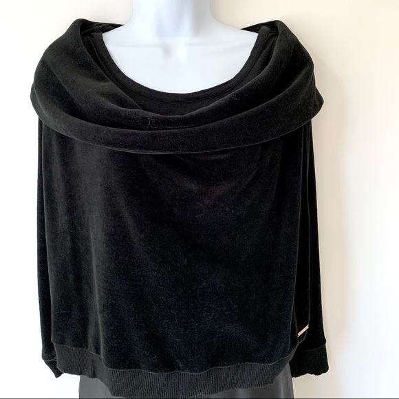 Michael Kors Tops - Michael Kors Black Velour Over shoulder Petite Top